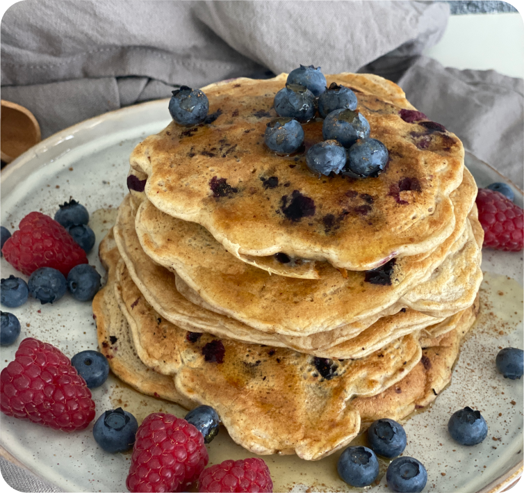 Veganistische bosbessenpannenkoeken